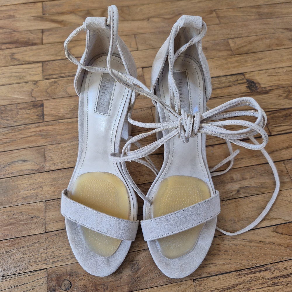 Forever 21 Cream Block Strappy Heels